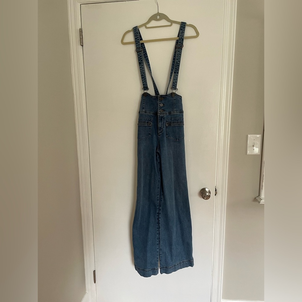 Free People Denim Flare Overalls 26
